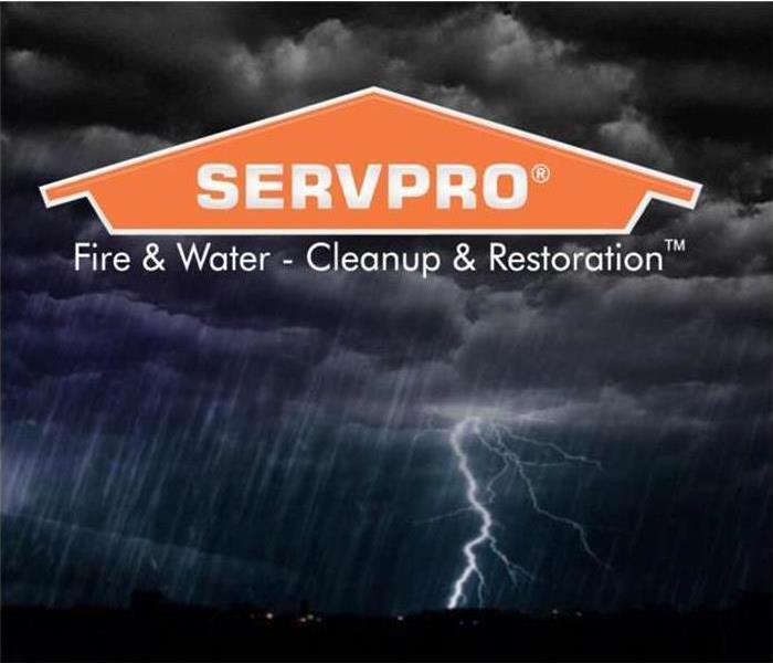 Thunderstorm and lightning with logo of Servpro